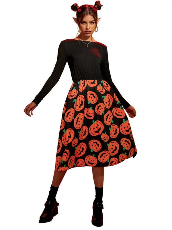 Karolin | Halloween midi dress with pumpkin pressure