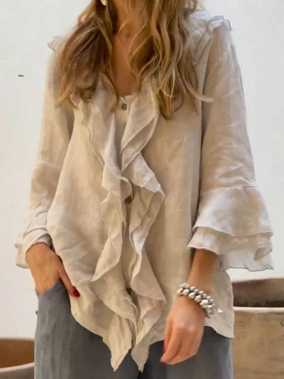 Kerstin | Stylish ruffle casual shirt