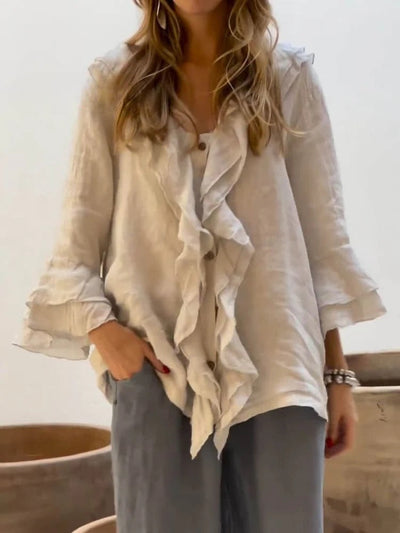 Kerstin | Stylish ruffle casual shirt