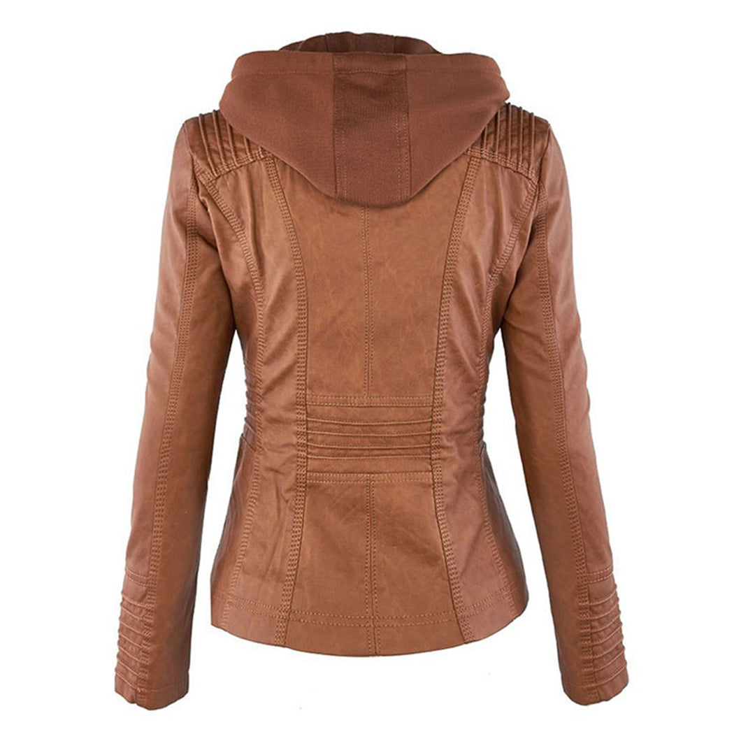 Isla | Hooded leather jacket