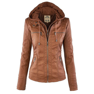 Isla | Hooded leather jacket