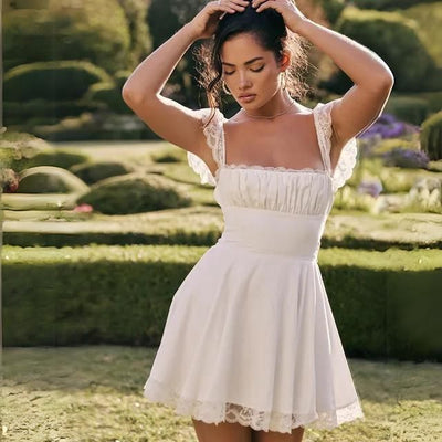 Kira | Square Neck Lace Mini Dress