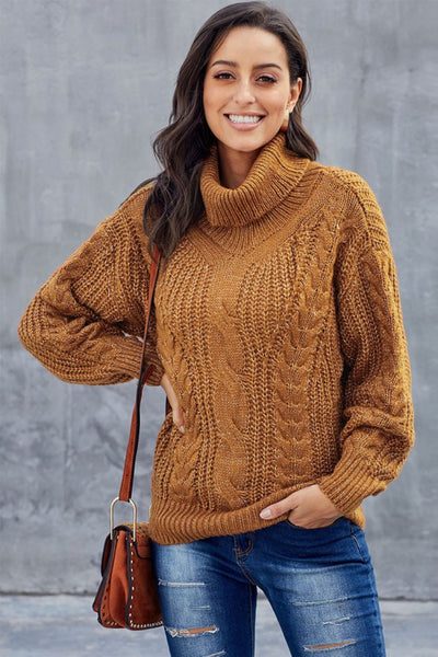 Laura | Chunky cable knit turtleneck sweater