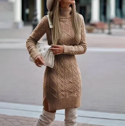 Lisa | Elegant long-sleeved knitted midi dress