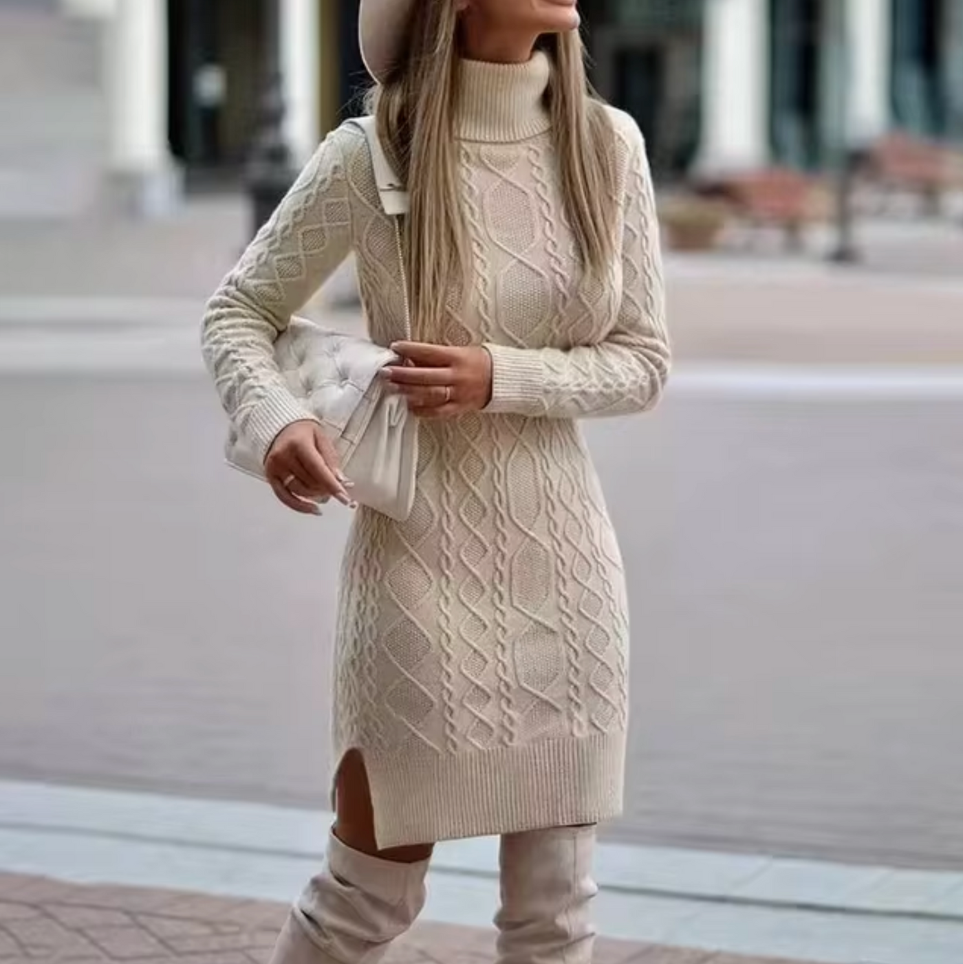 Lisa | Elegant long-sleeved knitted midi dress