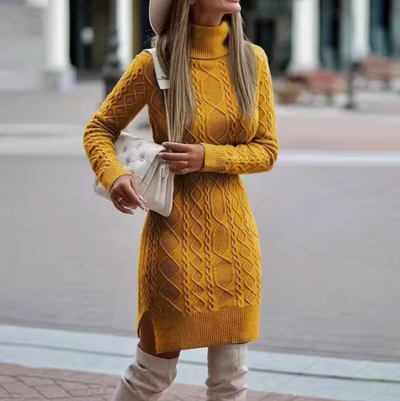 Lisa | Elegant long-sleeved knitted midi dress