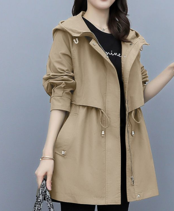 Lisa | Long waterproof trench coat with hood