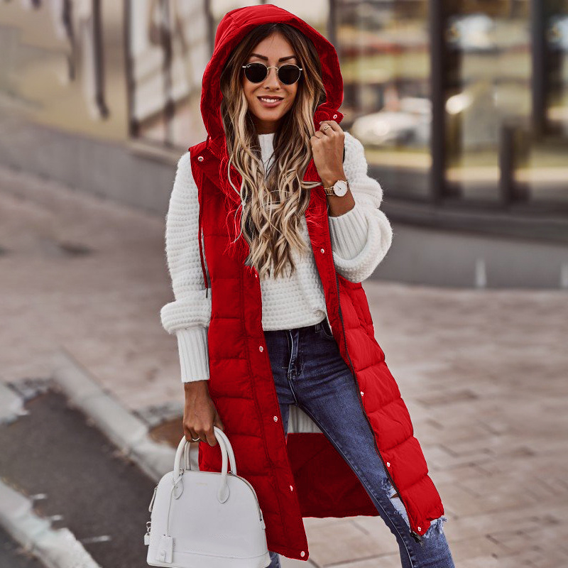 Stella | Stylish Sleeveless Long Hooded Vest