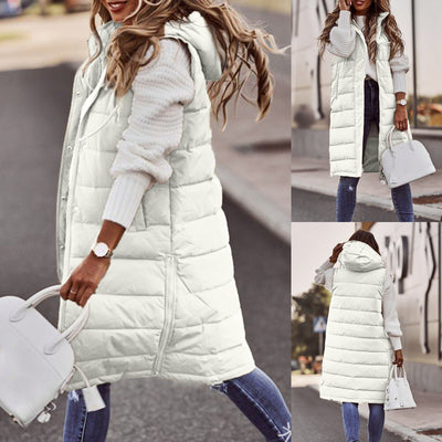 Stella | Stylish Sleeveless Long Hooded Vest