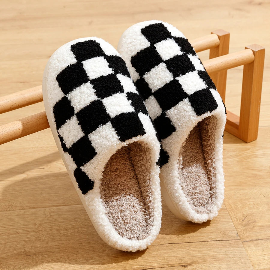 Ludovica | Checked fleece slippers