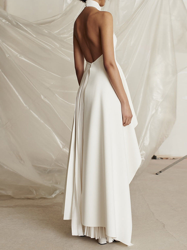 Luna | Long Sleeve Maxi Dress for Women - Elegant Halter Neck, Flowing Skirt, Perfect for Formal Events-5