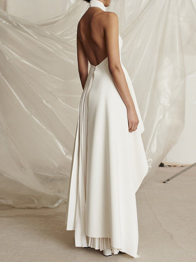 Luna | Long Sleeve Maxi Dress for Women - Elegant Halter Neck, Flowing Skirt, Perfect for Formal Events-5