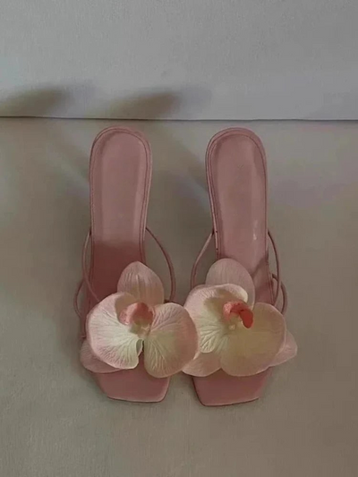 Luna Enchanted Bloom Orchid Heels | Elegant Strappy Floral Design-1