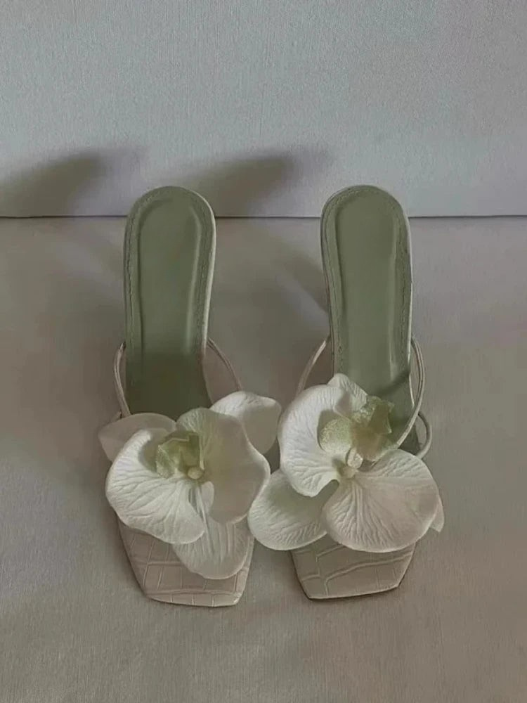 Luna Enchanted Bloom Orchid Heels | Elegant Strappy Floral Design-3