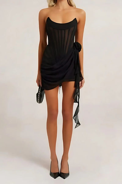 Luna | Mini Dress with Flattering Corset Bodice and Floral Draping-1