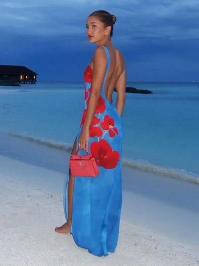 Luna | White Floral Maxi Dress for Women - Elegant Long Dress-6