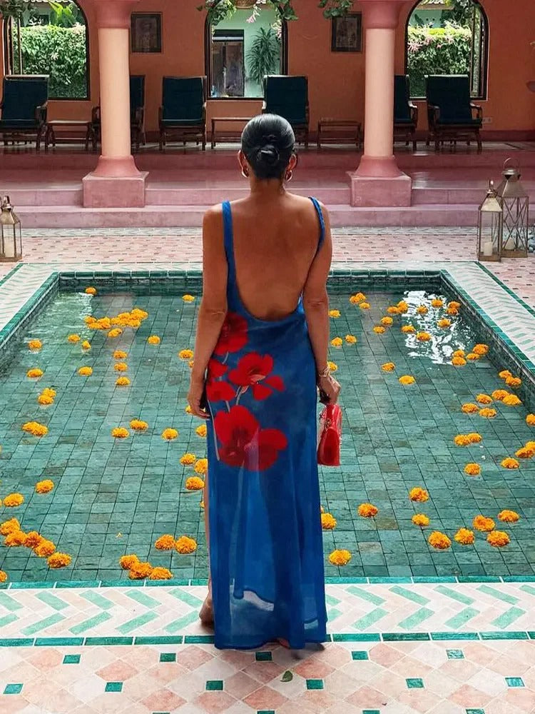 Luna | White Floral Maxi Dress for Women - Elegant Long Dress-4