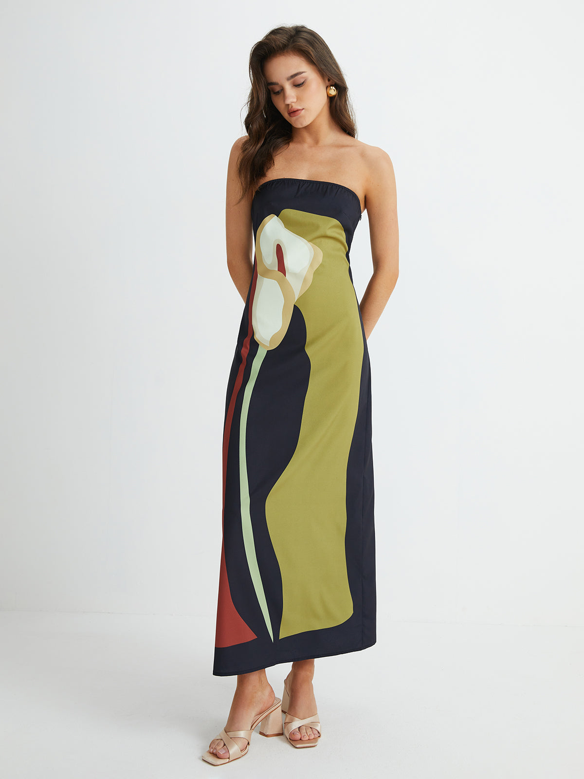 Luna | Floral Maxi Dress for Women - Strapless Long Dress-6