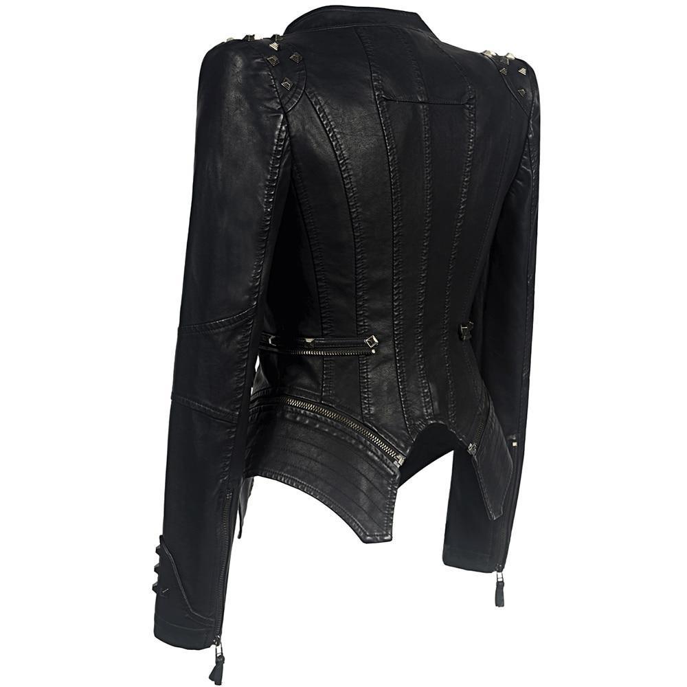 Manuela | Slim imitation leather biker jacket