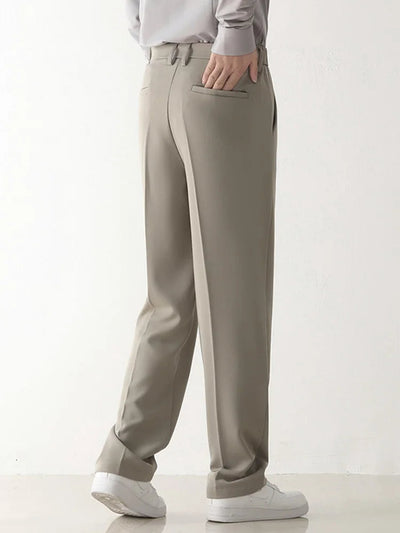 Men's Draped Formal Pants - Relaxed Fit Tailored Trousers for Business and Casual Wear 4