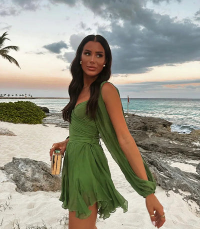 Mila | Open back mini dress with balloon sleeves