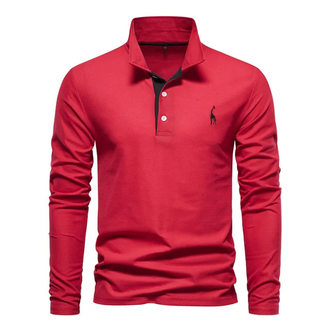 Variant image for Frank | Long Sleeve Polo Shirt - Cotton Blend, Men's Golf Shirt-21