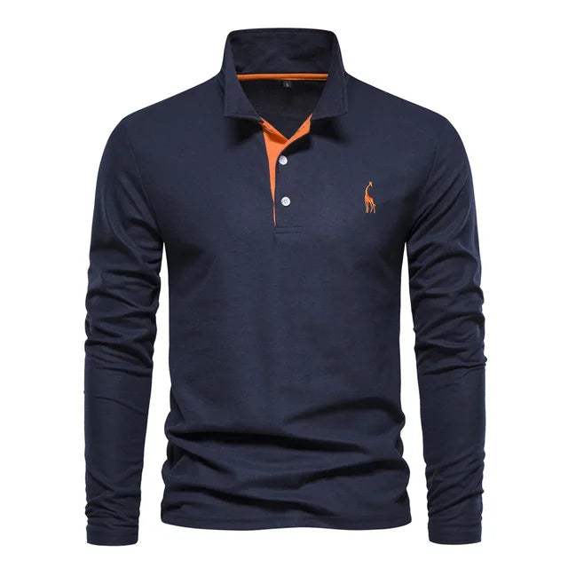 Frank | Long Sleeve Polo Shirt - Cotton Blend, Men's Golf Shirt-1
