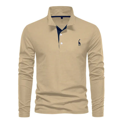 Variant image for Frank | Long Sleeve Polo Shirt - Cotton Blend, Men's Golf Shirt-31