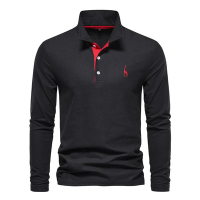 Frank | Long Sleeve Polo Shirt - Cotton Blend, Men's Golf Shirt-4