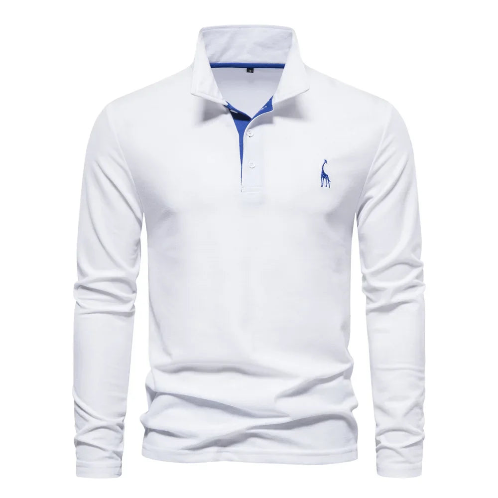 Frank | Long Sleeve Polo Shirt - Cotton Blend, Men's Golf Shirt-6