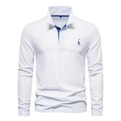 Frank | Long Sleeve Polo Shirt - Cotton Blend, Men's Golf Shirt-6