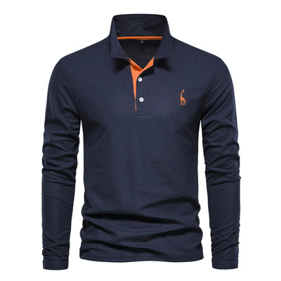 Frank | Long Sleeve Polo Shirt - Cotton Blend, Men's Golf Shirt-2