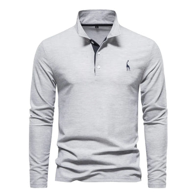 Frank | Long Sleeve Polo Shirt - Cotton Blend, Men's Golf Shirt-5