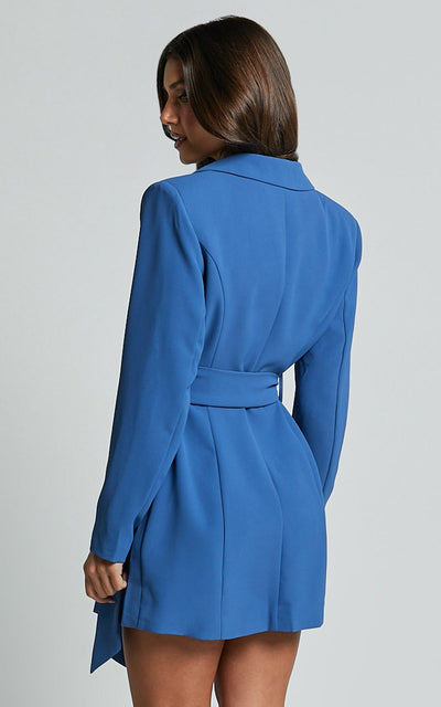 Benoit | Blue Belted Blazer Dress