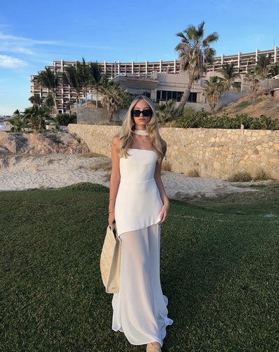 Danica | Black Maxi Dress for Women - Strapless Asymmetrical Long Dress 1