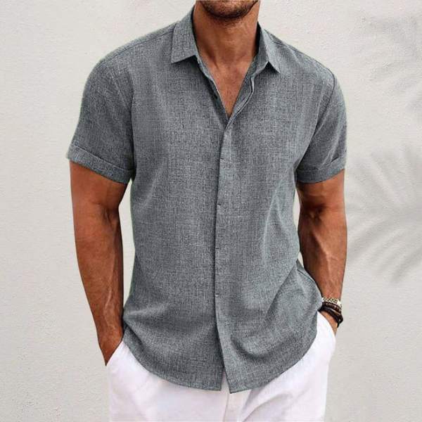 OLIVER | Short-sleeved shirt made of cotton and linen