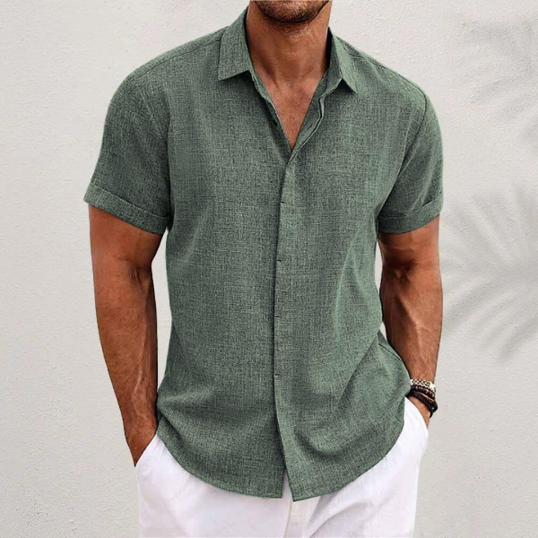 OLIVER | Short-sleeved shirt made of cotton and linen