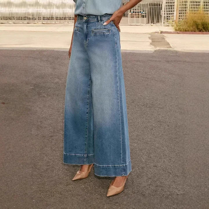 Layla | Retro Royal Wide Leg  Mom Jeans