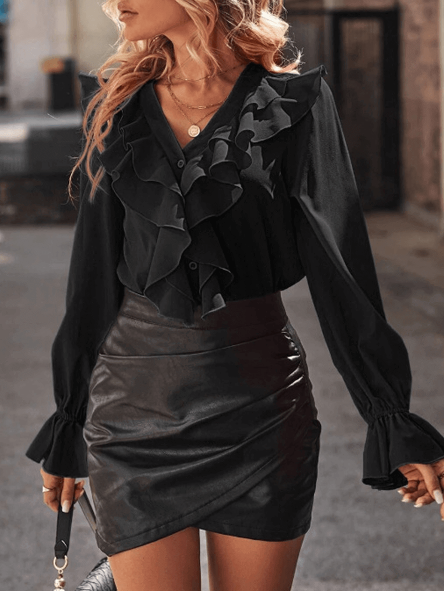 Jessica | Ruffled Elegance Long Sleeve Blouse