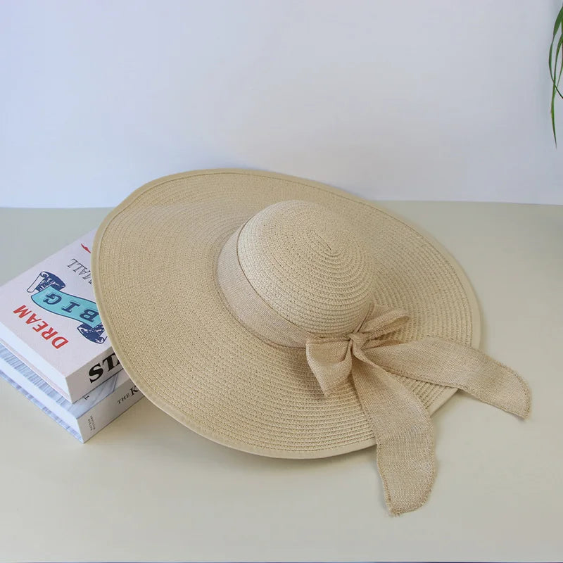 Variant image for Sunny | Wide Brim Straw Hat for Women - Elegant Beach Hat with Bowknot Design-3