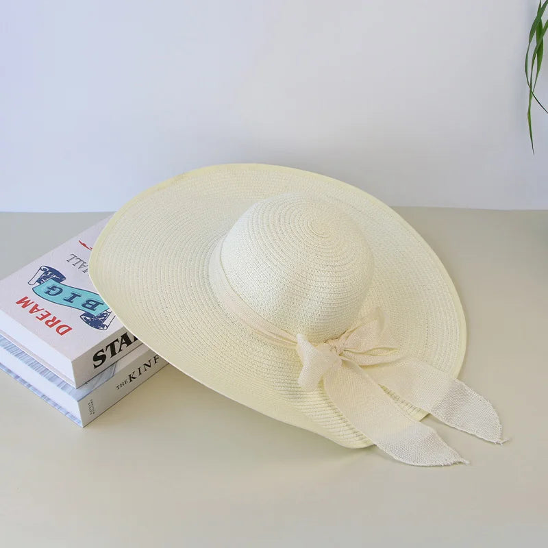 Variant image for Sunny | Wide Brim Straw Hat for Women - Elegant Beach Hat with Bowknot Design-4