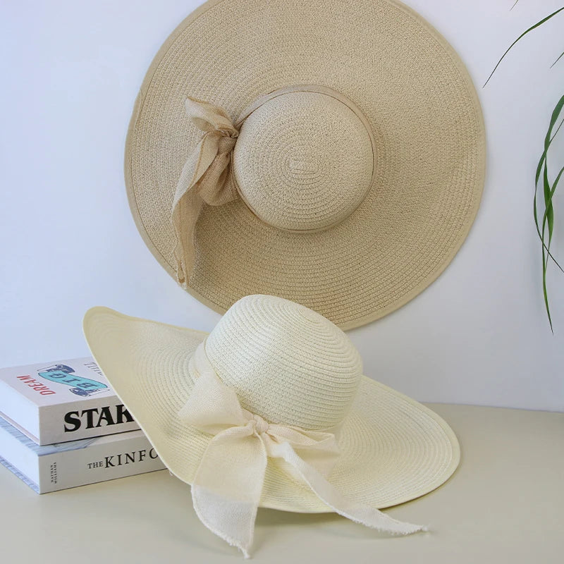 Sunny | Wide Brim Straw Hat for Women - Elegant Beach Hat with Bowknot Design-3