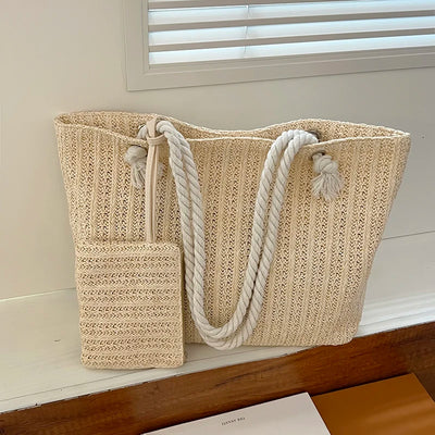 Dazzling | Straw Tote Bag - Large Beach Bag for Summer Outings-2
