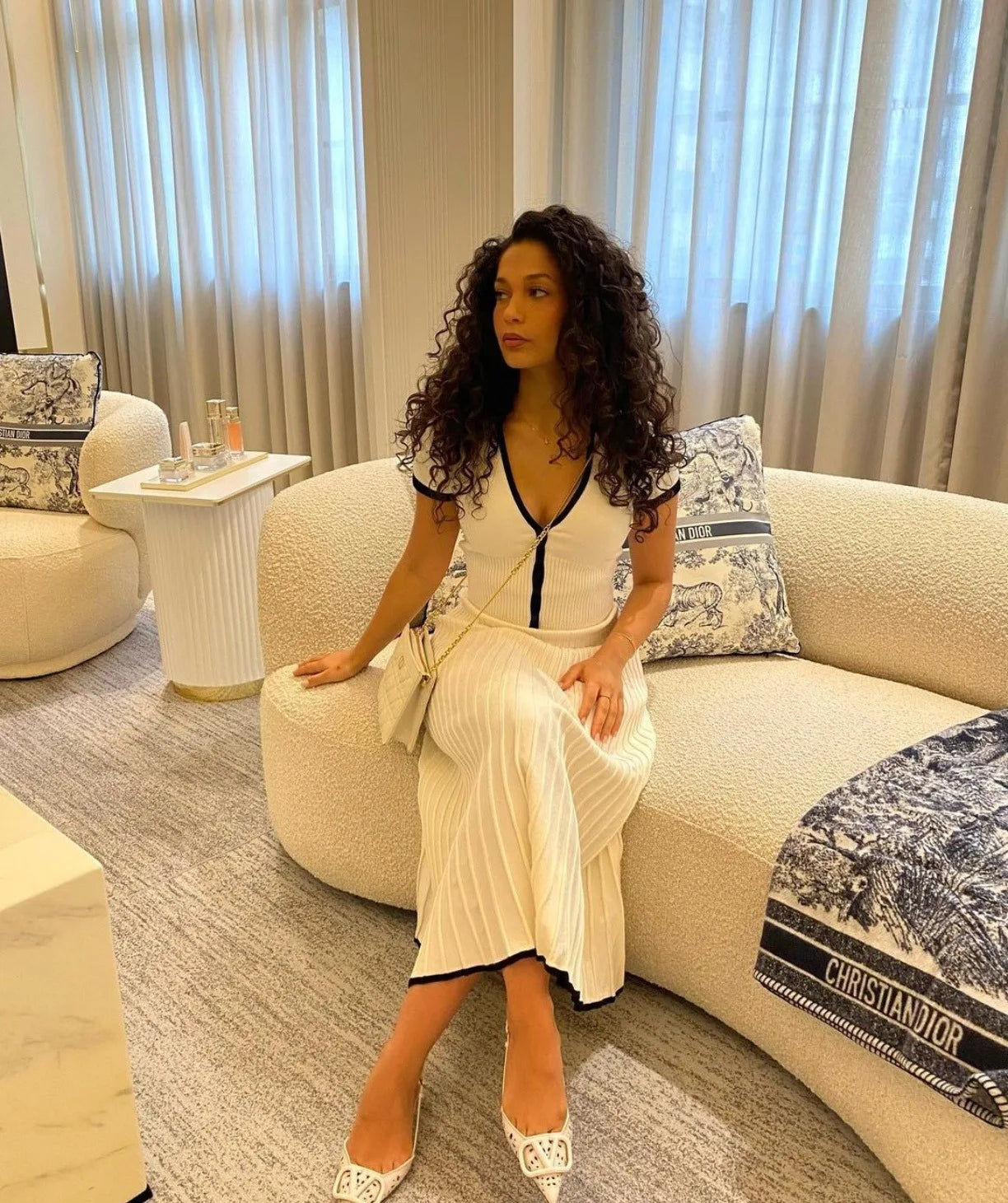 Wendy | Two Piece Skirt and Top Set - Elegant Pleated Maxi Skirt Ensemble-5