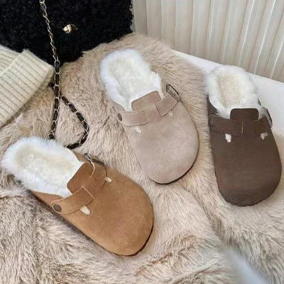 Natasha | Comfortable Winter Suede Cork Slippers