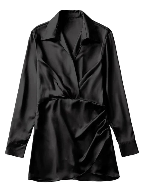 Sabine | Satin evening dress with V-neck