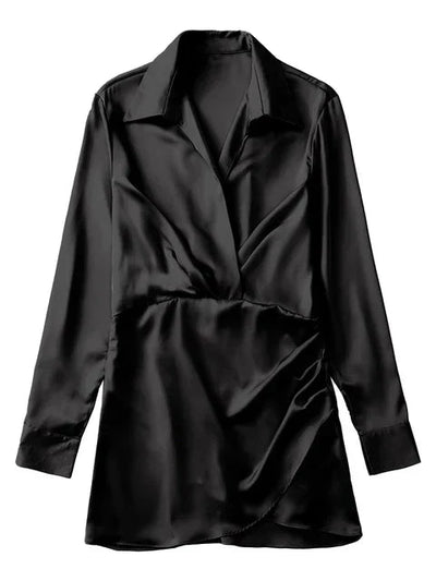 Sabine | Satin evening dress with V-neck