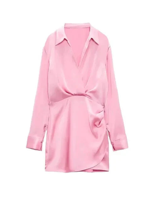 Sabine | Satin evening dress with V-neck