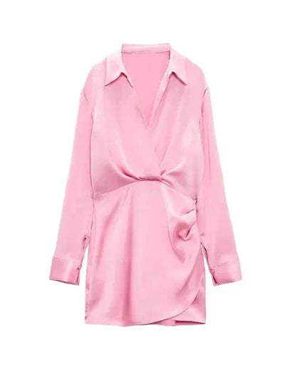 Sabine | Satin evening dress with V-neck