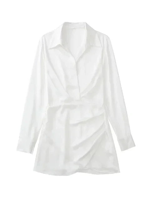 Sabine | Satin evening dress with V-neck